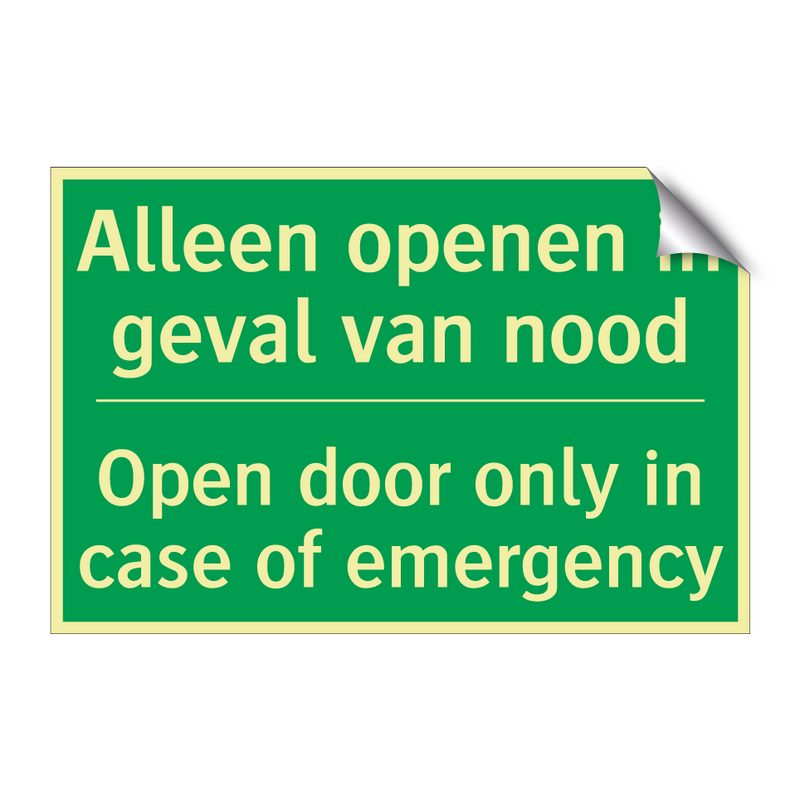 Alleen openen in geval van nood /.../ - Open door only in case of /.../