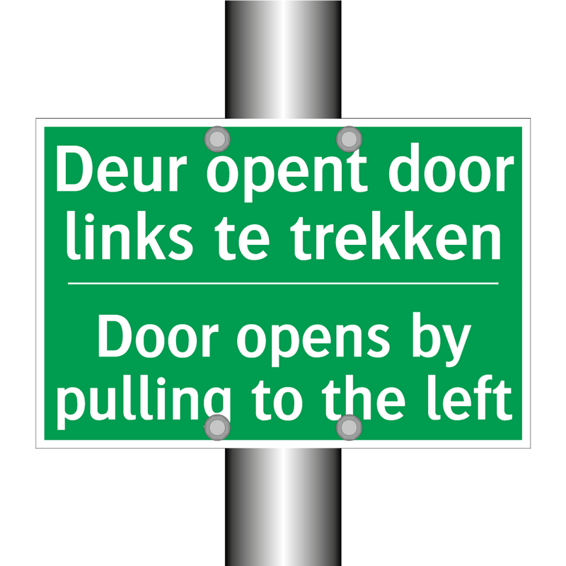 Deur opent door links te trekken /.../ - Door opens by pulling to /.../