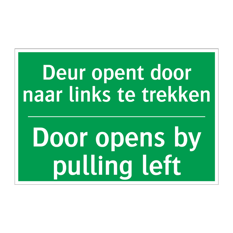 Deur opent door naar links te /.../ - Door opens by pulling left /.../