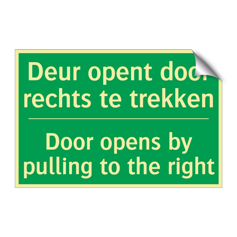 Deur opent door rechts te trekken /.../ - Door opens by pulling to /.../