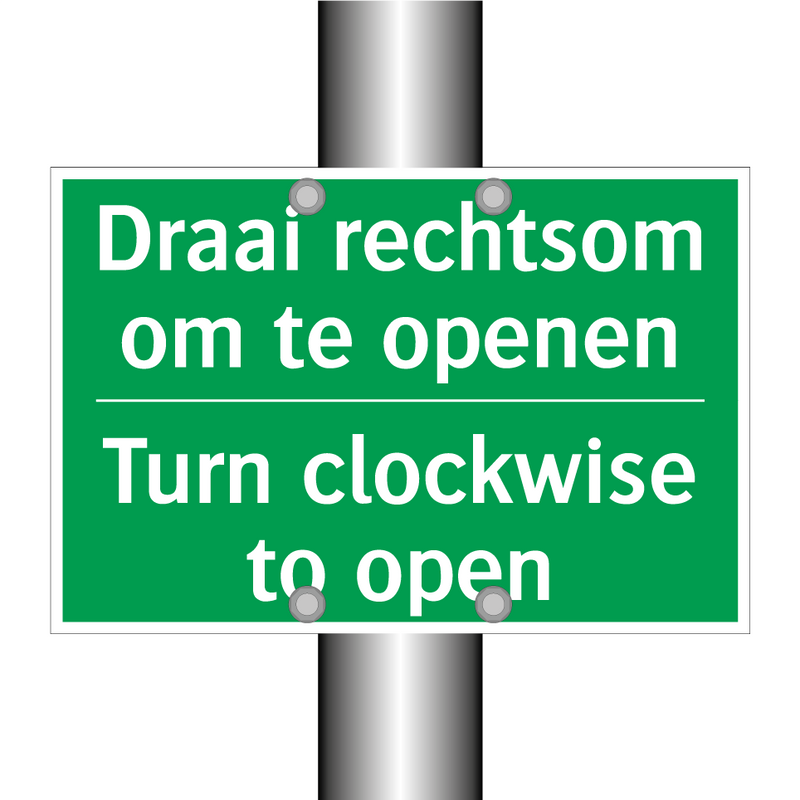 Draai rechtsom om te openen - Turn clockwise to open