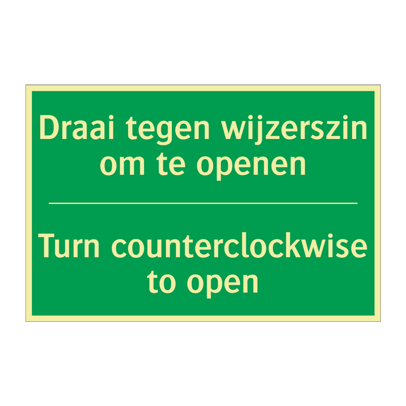 Draai tegen wijzerszin om te openen /.../ - Turn counterclockwise to /.../