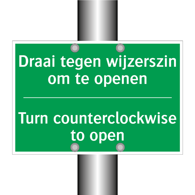 Draai tegen wijzerszin om te openen /.../ - Turn counterclockwise to /.../