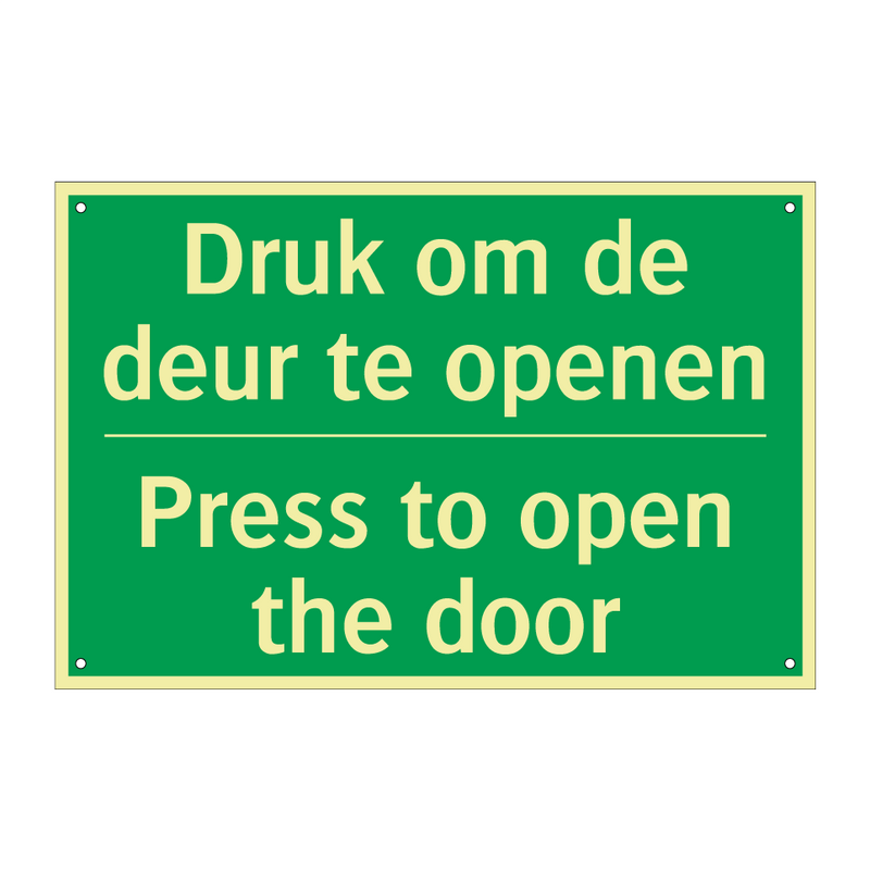 Druk om de deur te openen - Press to open the door