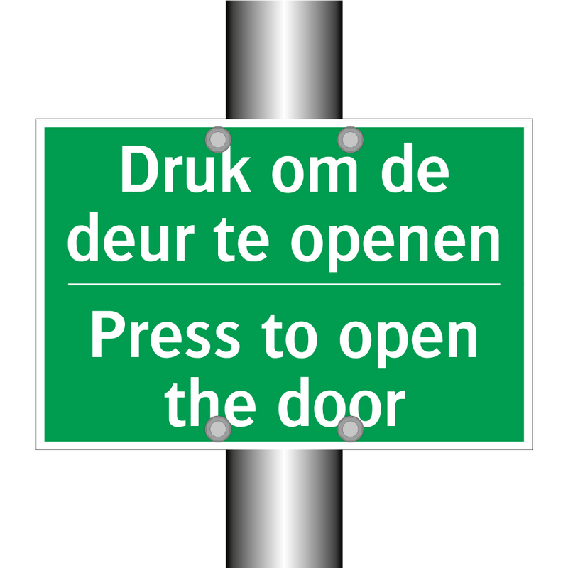 Druk om de deur te openen - Press to open the door