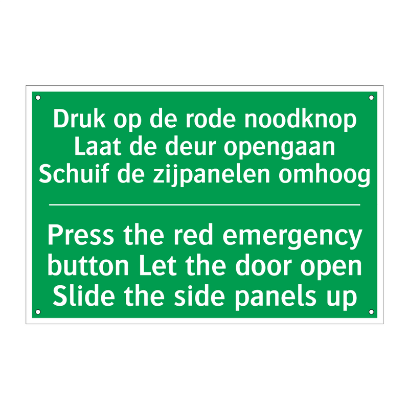 Druk op de rode noodknop Laat /.../ - Press the red emergency button /.../