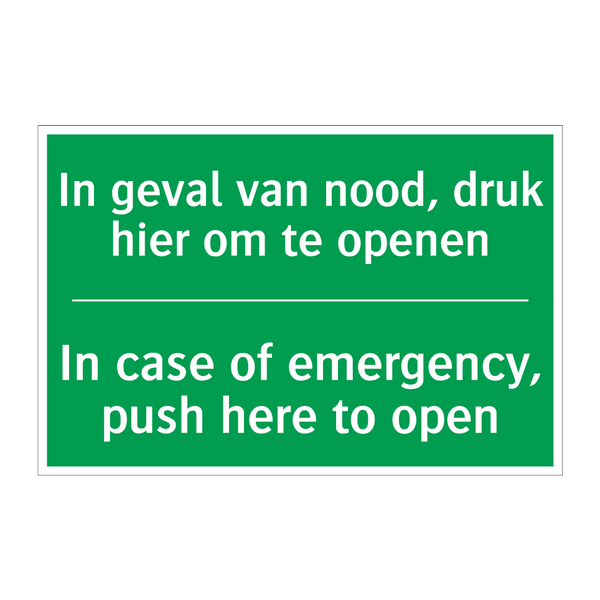 In geval van nood, druk hier om /.../ - In case of emergency, push /.../