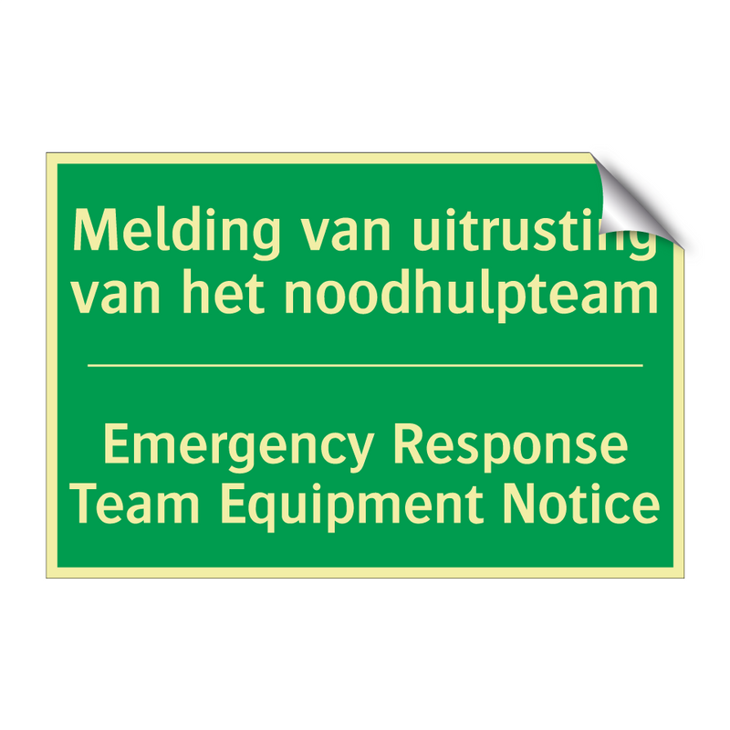 Melding van uitrusting van het /.../ - Emergency Response Team Equipment /.../