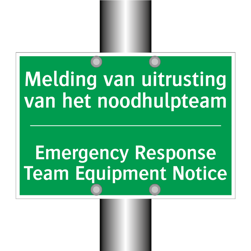 Melding van uitrusting van het /.../ - Emergency Response Team Equipment /.../