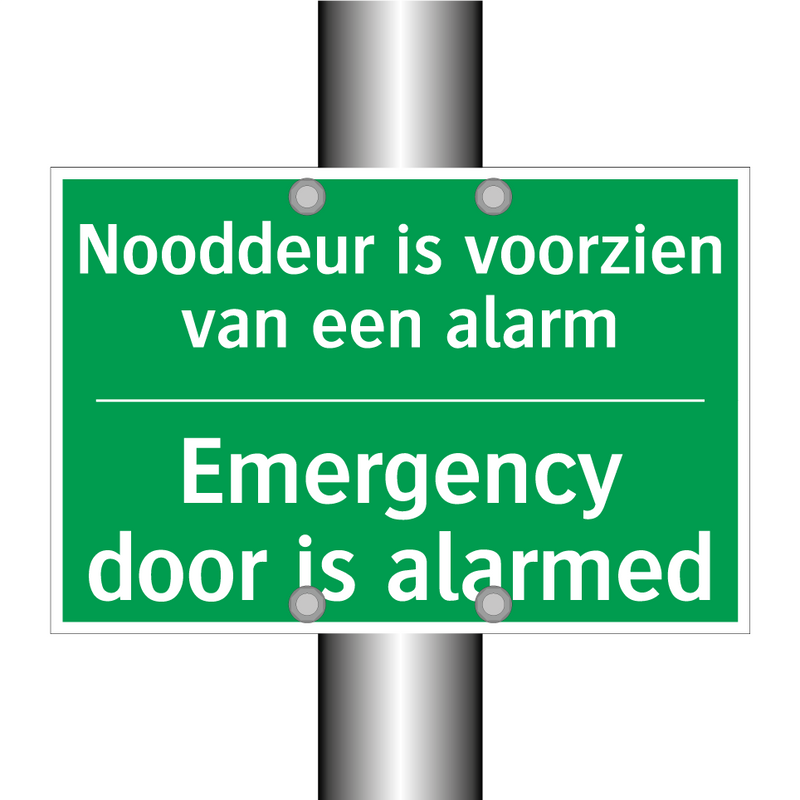 Nooddeur is voorzien van een alarm /.../ - Emergency door is alarmed