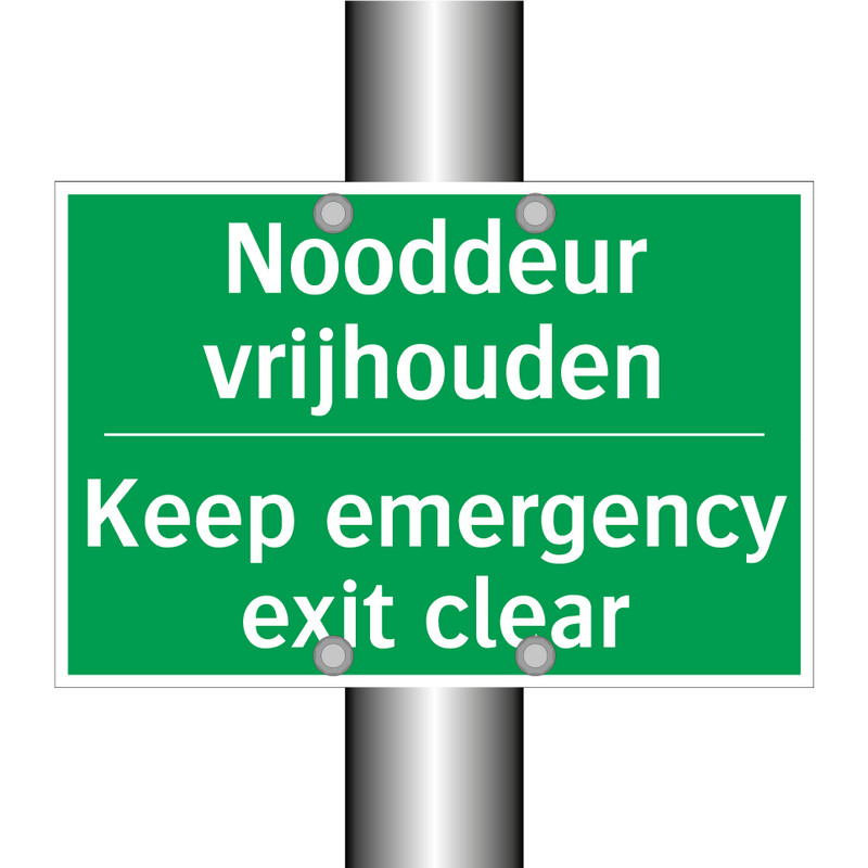 Nooddeur vrijhouden - Keep emergency exit clear & Nooddeur vrijhouden - Keep emergency exit clear