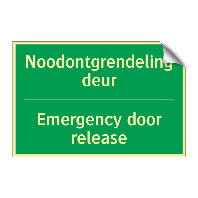 Noodontgrendeling deur - Emergency door release & Noodontgrendeling deur - Emergency door release