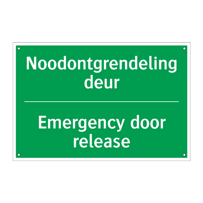 Noodontgrendeling deur - Emergency door release & Noodontgrendeling deur - Emergency door release