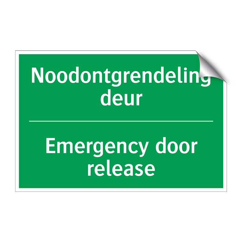 Noodontgrendeling deur - Emergency door release & Noodontgrendeling deur - Emergency door release