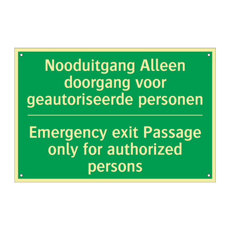 Nooduitgang Alleen doorgang voor /.../ - Emergency exit Passage only /.../