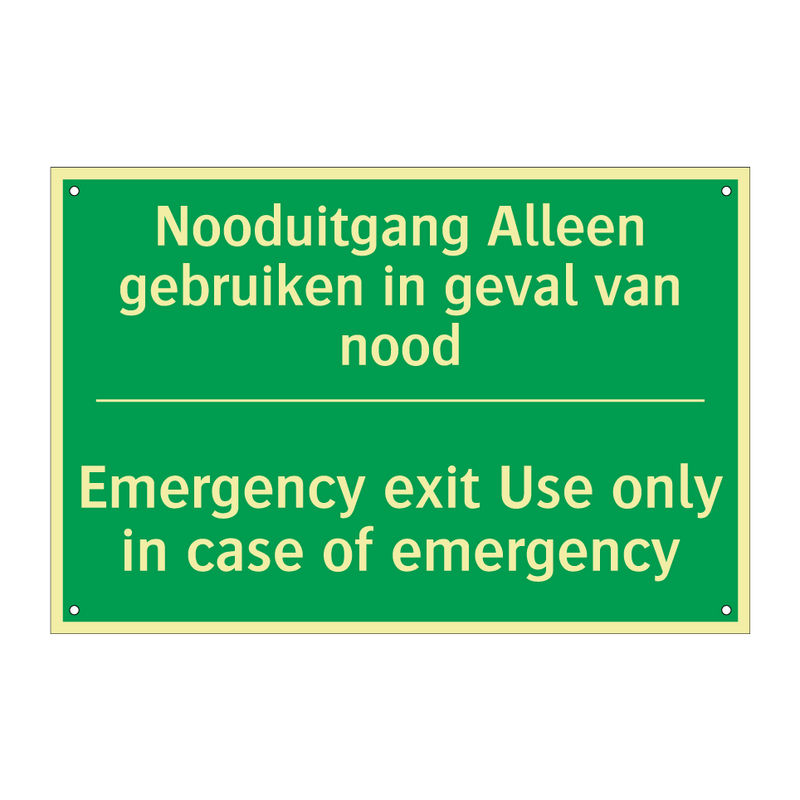 Nooduitgang Alleen gebruiken in /.../ - Emergency exit Use only in /.../