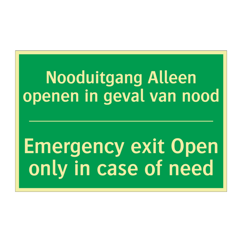 Nooduitgang Alleen openen in geval /.../ - Emergency exit Open only /.../