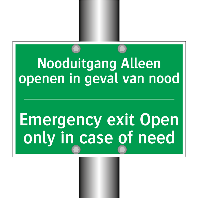 Nooduitgang Alleen openen in geval /.../ - Emergency exit Open only /.../