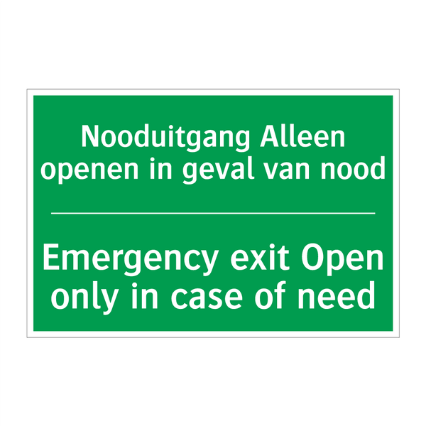 Nooduitgang Alleen openen in geval /.../ - Emergency exit Open only /.../