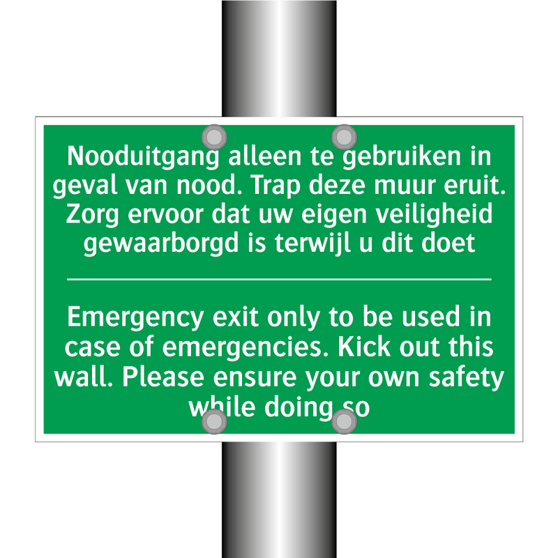 Nooduitgang alleen te gebruiken /.../ - Emergency exit only to be /.../