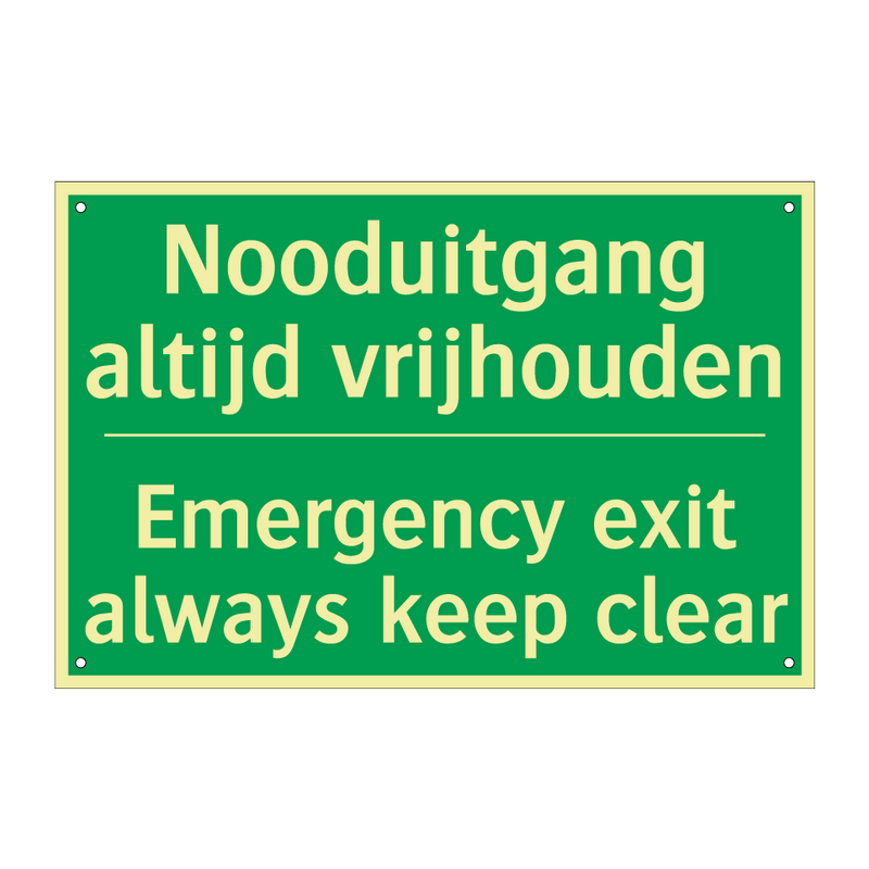 Nooduitgang altijd vrijhouden - Emergency exit always keep /.../