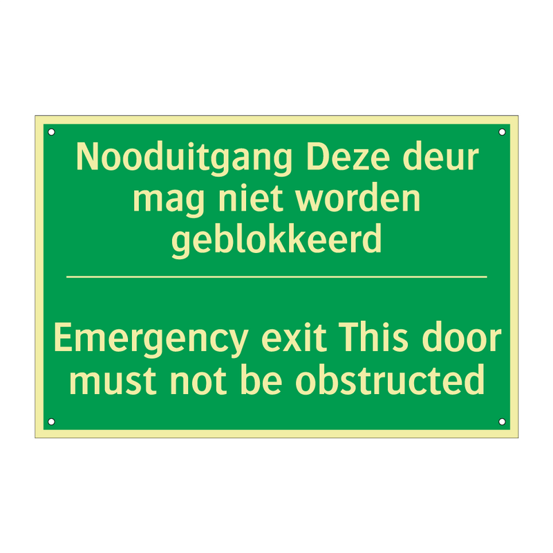 Nooduitgang Deze deur mag niet /.../ - Emergency exit This door /.../