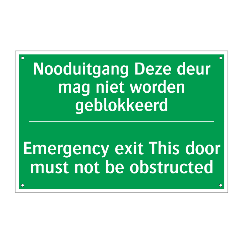 Nooduitgang Deze deur mag niet /.../ - Emergency exit This door /.../