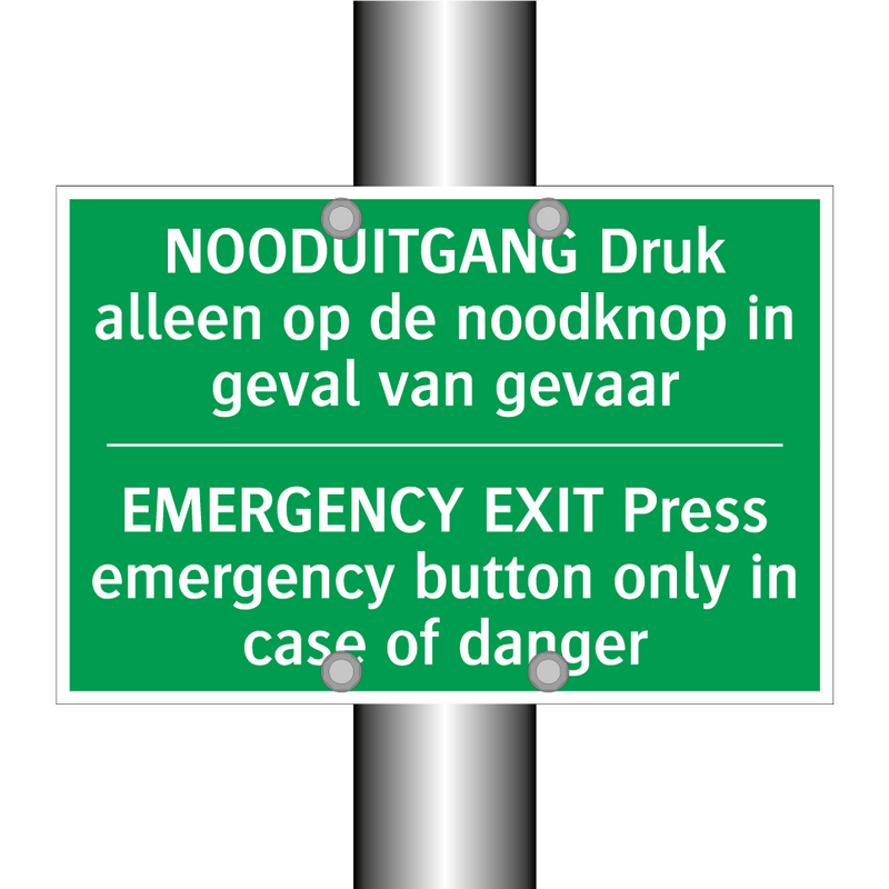 NOODUITGANG Druk alleen op de /.../ - EMERGENCY EXIT Press emergency /.../