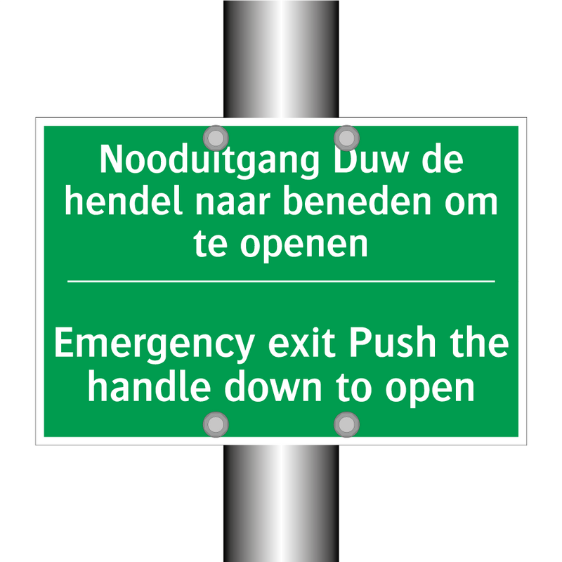 Nooduitgang Duw de hendel naar /.../ - Emergency exit Push the handle /.../