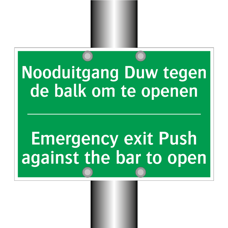 Nooduitgang Duw tegen de balk /.../ - Emergency exit Push against /.../