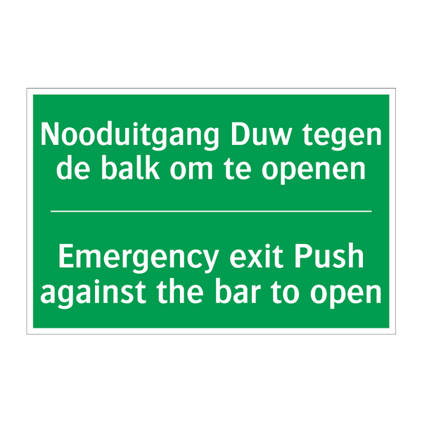 Nooduitgang Duw tegen de balk /.../ - Emergency exit Push against /.../