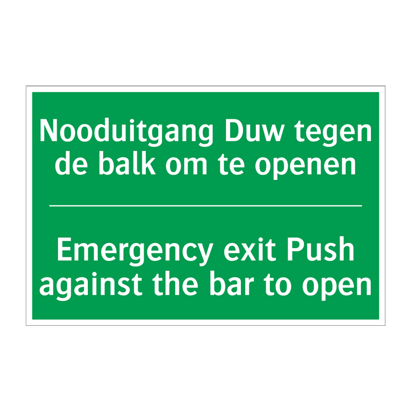 Nooduitgang Duw tegen de balk /.../ - Emergency exit Push against /.../