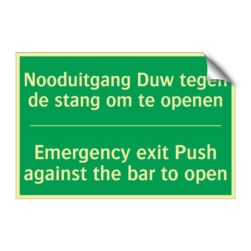 Nooduitgang Duw tegen de stang /.../ - Emergency exit Push against /.../