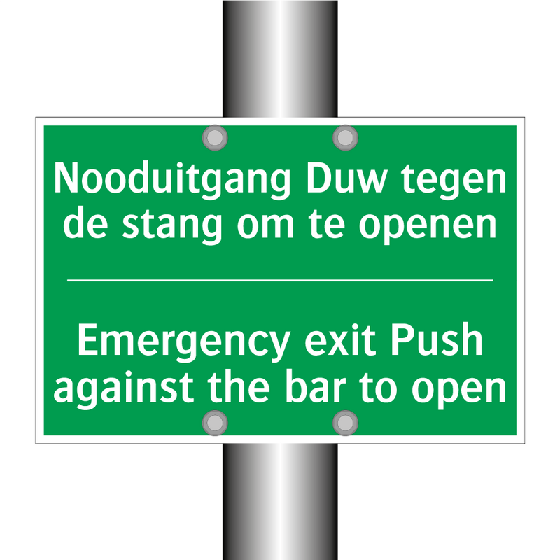 Nooduitgang Duw tegen de stang /.../ - Emergency exit Push against /.../