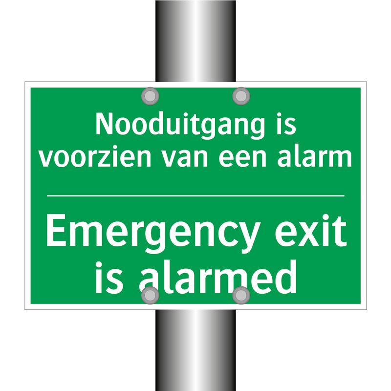 Nooduitgang is voorzien van een /.../ - Emergency exit is alarmed