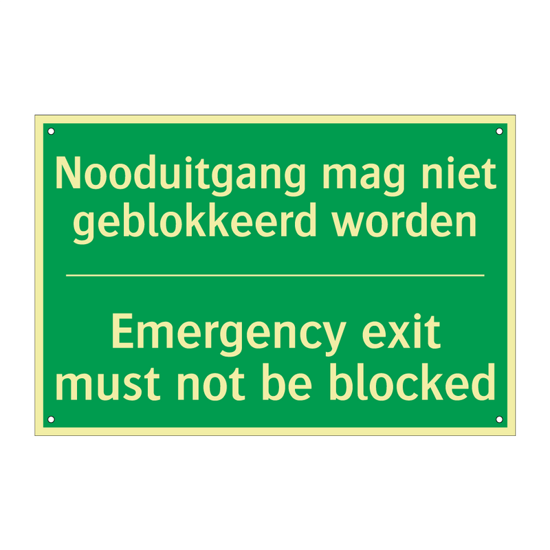 Nooduitgang mag niet geblokkeerd /.../ - Emergency exit must not be /.../