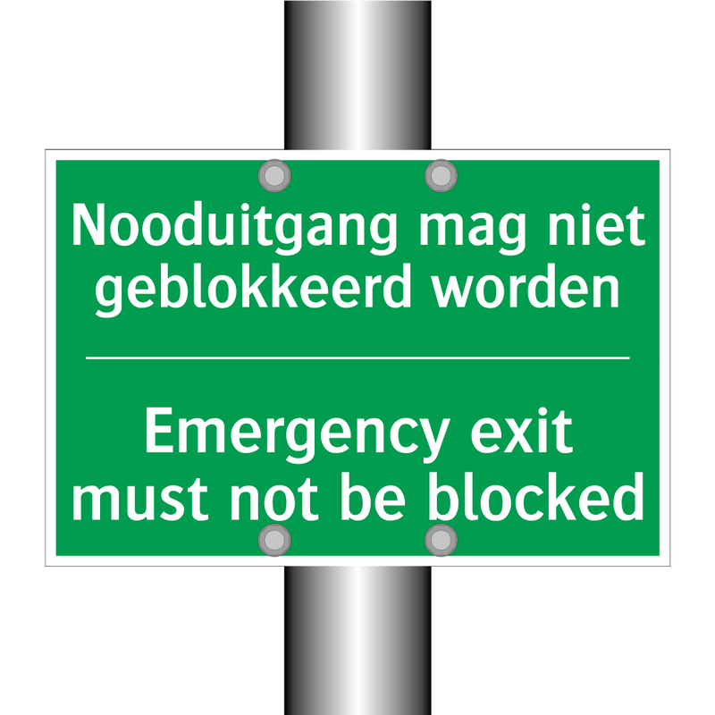 Nooduitgang mag niet geblokkeerd /.../ - Emergency exit must not be /.../