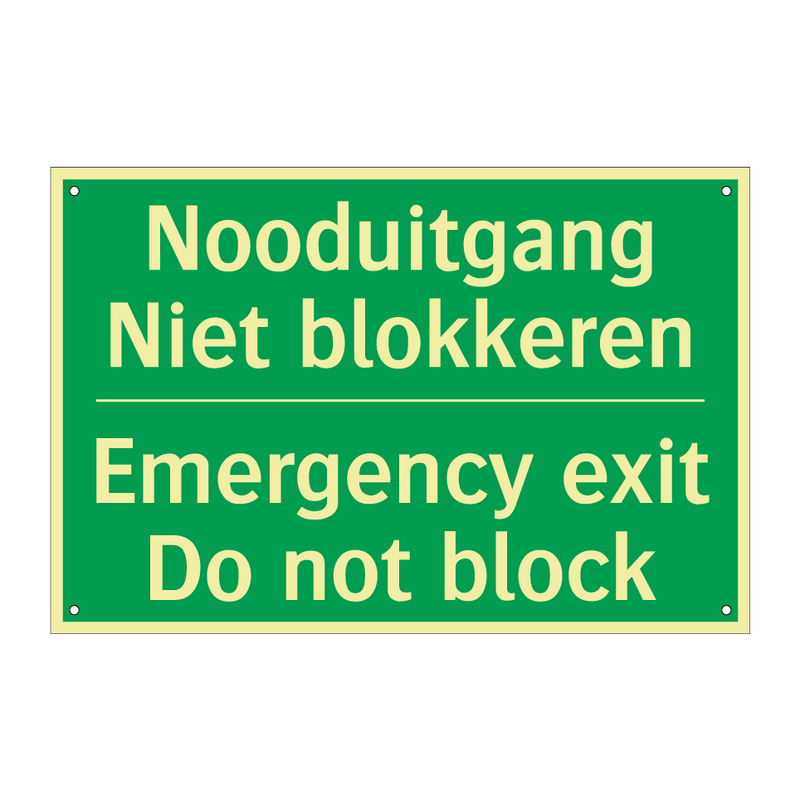 Nooduitgang Niet blokkeren - Emergency exit Do not block /.../