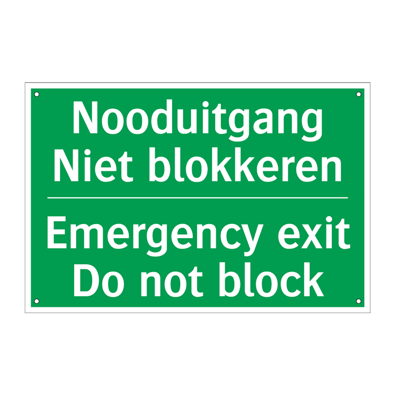 Nooduitgang Niet blokkeren - Emergency exit Do not block /.../