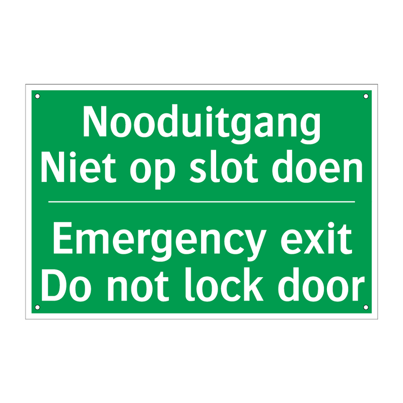 Nooduitgang Niet op slot doen - Emergency exit Do not lock /.../