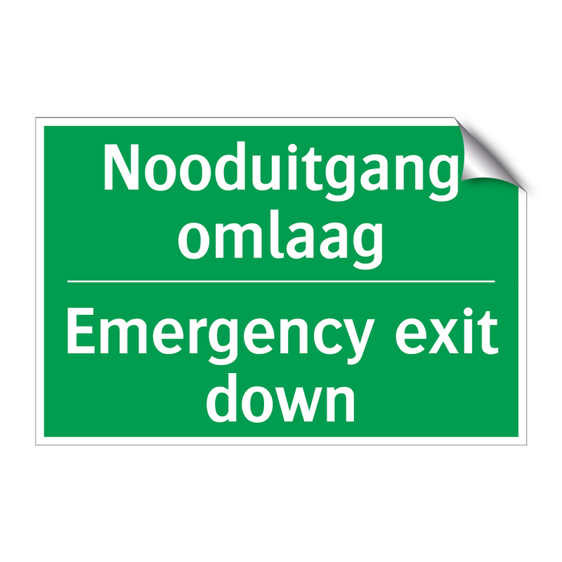 Nooduitgang omlaag - Emergency exit down & Nooduitgang omlaag - Emergency exit down