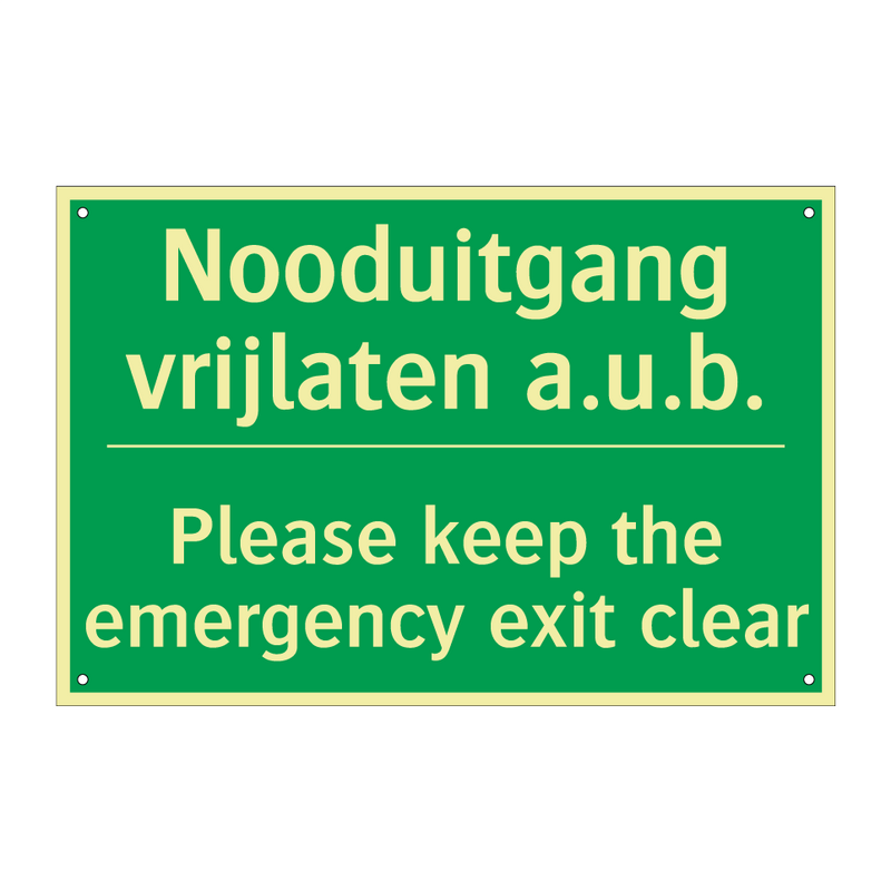 Nooduitgang vrijlaten a.u.b. - Please keep the emergency /.../