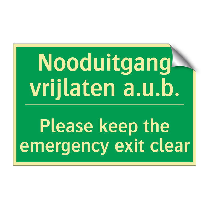 Nooduitgang vrijlaten a.u.b. - Please keep the emergency /.../