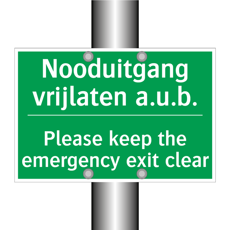 Nooduitgang vrijlaten a.u.b. - Please keep the emergency /.../