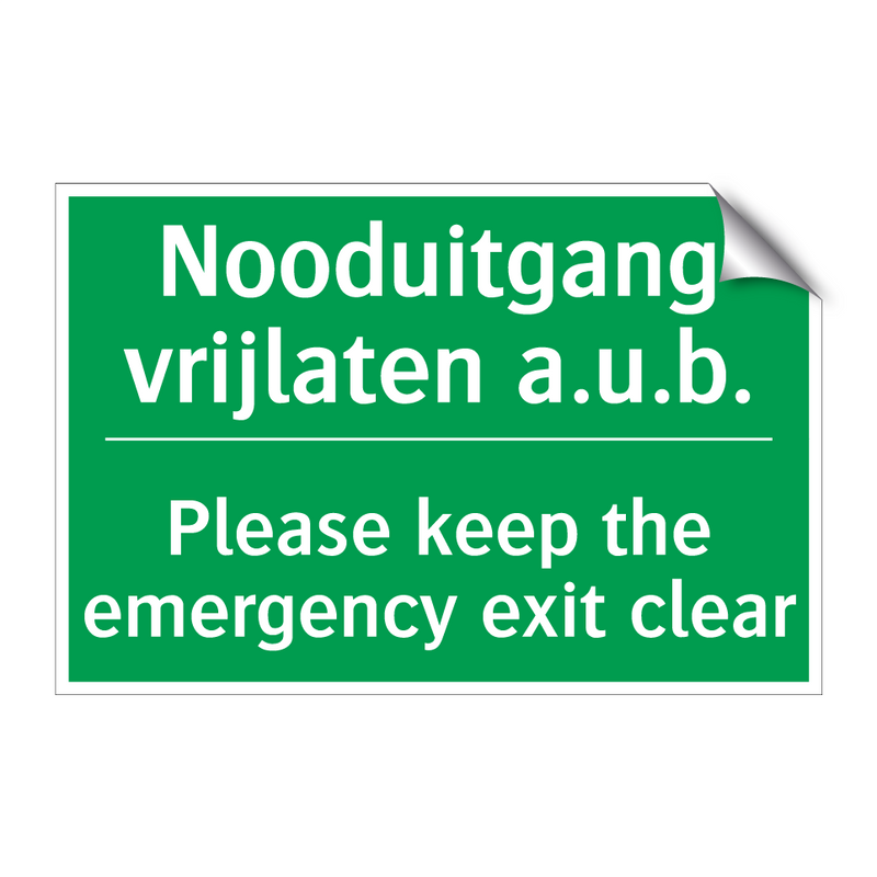 Nooduitgang vrijlaten a.u.b. - Please keep the emergency /.../