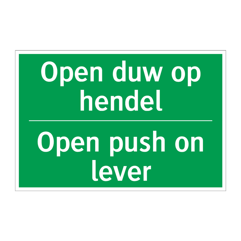 Open duw op hendel - Open push on lever & Open duw op hendel - Open push on lever