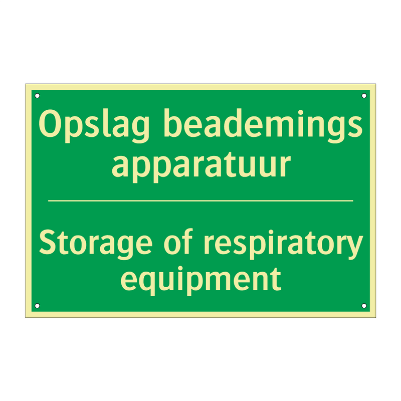 Opslag beademings apparatuur - Storage of respiratory equipment /.../