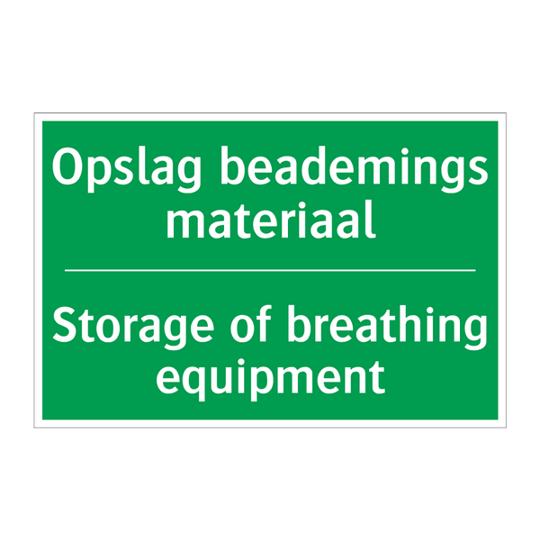 Opslag beademings materiaal - Storage of breathing equipment /.../