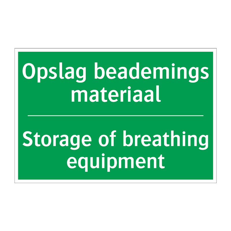 Opslag beademings materiaal - Storage of breathing equipment /.../