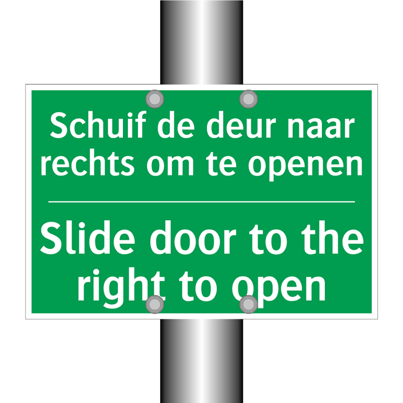 Schuif de deur naar rechts om /.../ - Slide door to the right to /.../